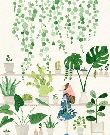 Girl & House Plants
