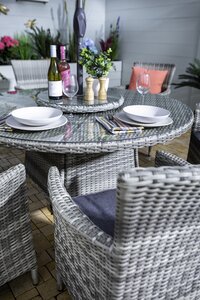 Westbury 6 Seat Set - Round Table, Lazy Susan, 6 Chairs (all Ash Double Curve/Slate), 2.7m Balearic - image 2