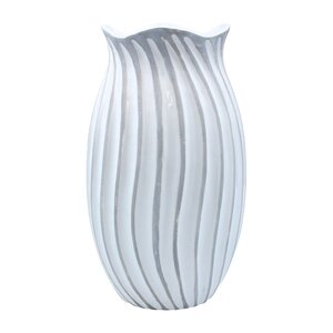 White & Grey Ceramic Wave Dec. Vase, Lrg
