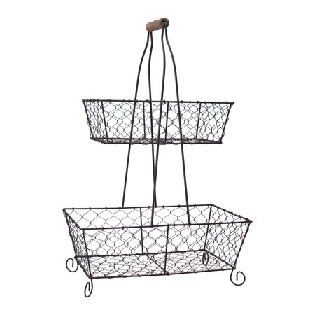 Wire Basket 49cm - 2-Tier Oblong w Handle
